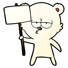 bored polar bear cartoon with sign 