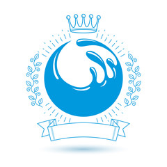Ocean freshness theme vector symbol for use in spa and resort organizations. Mineral water advertising. Environment conservation concept.