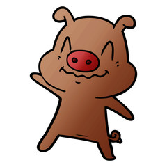 nervous cartoon pig