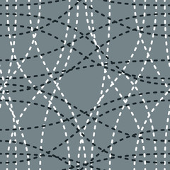Tangled curvy lines seamless pattern, vector repeat endless background, artistic stripes trendy tiling wallpaper motif. Usable for fabric, wallpaper, wrapping, web and print. Grey color sample swatch.