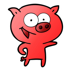 cheerful pig cartoon