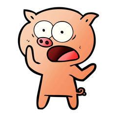 Fototapeta premium cartoon pig shouting