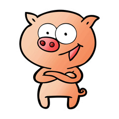 cheerful pig cartoon