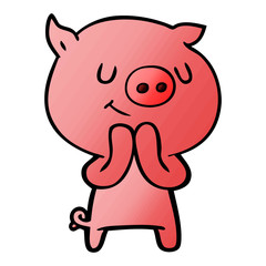 happy cartoon pig