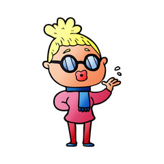cartoon woman wearing spectacles