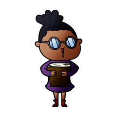 cartoon woman wearing spectacles