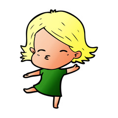 cartoon woman dancing