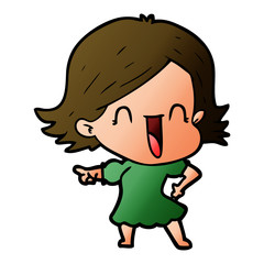 cartoon happy woman