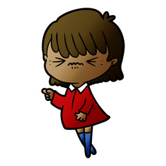 annoyed cartoon girl making accusation