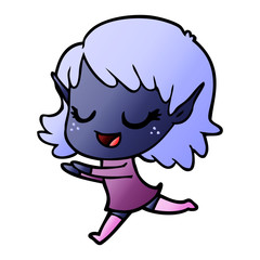 happy cartoon elf girl running