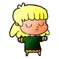 cartoon indifferent woman