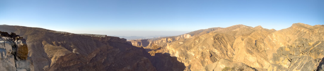 Fototapeta na wymiar Panorama Oman Mountains at Jabal Akhdar in Al Hajar Mountains