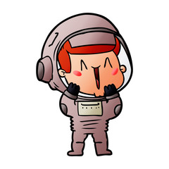 happy cartoon astronaut