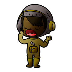 cartoon astronaut girl yawning