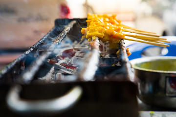 Traditional Thai steak roasted pork,pork satay