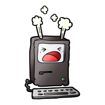 Cartoon Overheating Computer