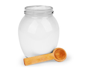 Small ceramic pot with sour cream. File contains clipping paths.