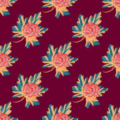Fototapeta na wymiar beautiful flowers seamless vector pattern for your design
