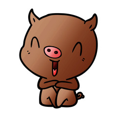 Obraz na płótnie Canvas happy cartoon sitting pig
