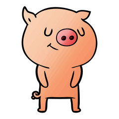 happy cartoon pig