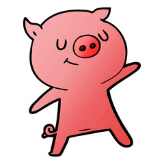 happy cartoon pig waving