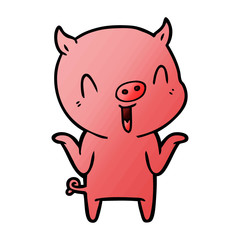 happy cartoon pig