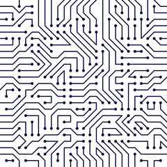 Materiał do szycia Motherboard board seamless pattern, vector background. Circuit board technology electronics wallpaper repeat design.