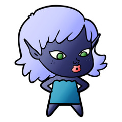 pretty cartoon elf girl