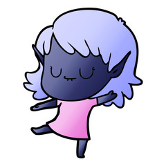 happy cartoon elf girl
