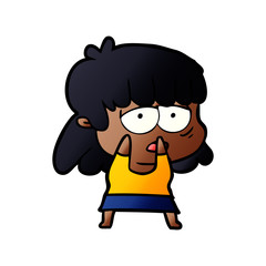 cartoon tired woman