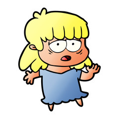 cartoon tired woman