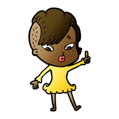 cartoon surprised girl pointing
