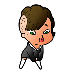 Obraz premium cartoon surprised girl