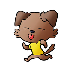 cartoon running dog sticking out tongue
