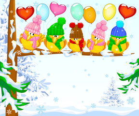 Birds with balloons