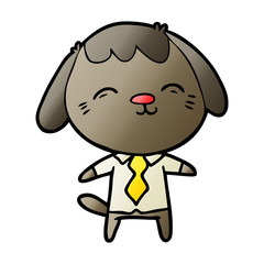 happy cartoon office worker dog