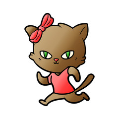 cute cartoon cat jogging