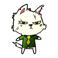 tough cartoon cat in shirt and tie