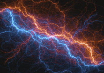 Fire and ice lightning bolt, Fractal energy background