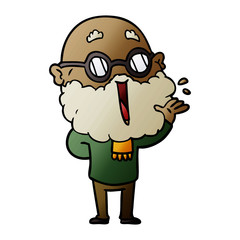 cartoon joyful man with beard