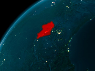 Uganda at night on Earth