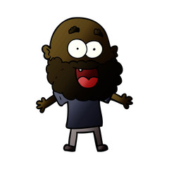 cartoon crazy happy man with beard