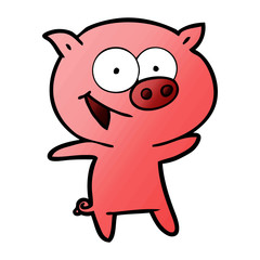 cheerful pig cartoon