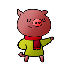 happy cartoon pig