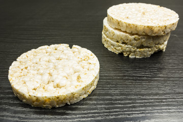 Rice cake, light and diet snack.