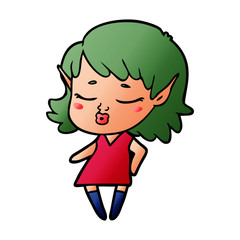 pretty cartoon elf girl