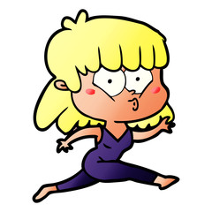 cartoon woman running