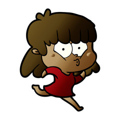 Fototapeta premium cartoon whistling girl