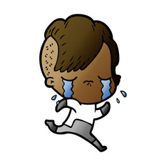 cartoon crying girl wearing space clothes
