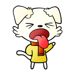 cartoon dog wearing scarf and pullover